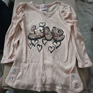 Little Lass 4T, Sequin Love Shirt, Good Conition